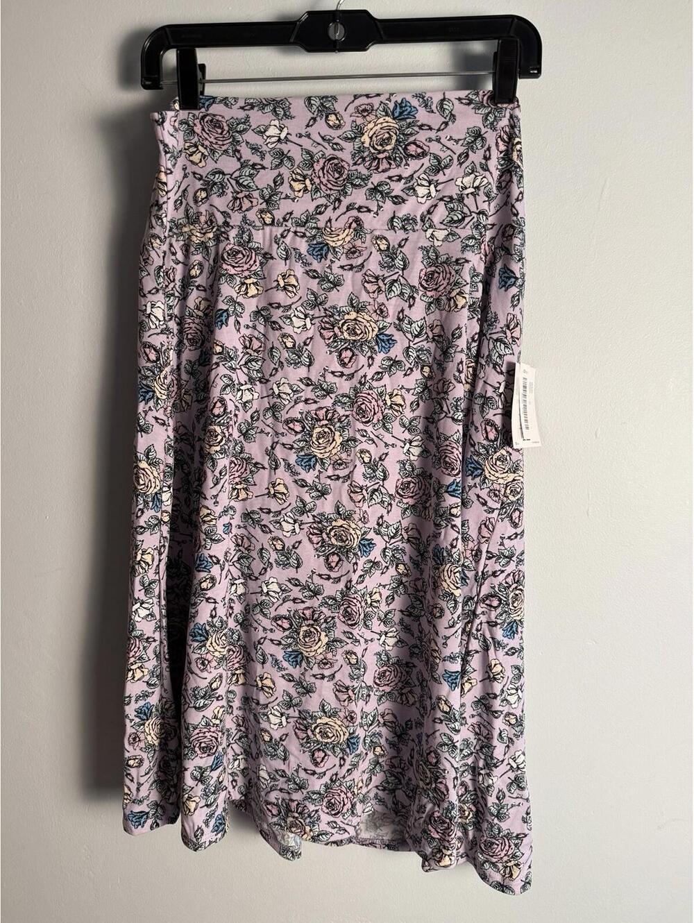 LuLaRoe Azure Skirt Floral Rose Pink A-Line Yoga Waist Knee Length Soft XXL NWT